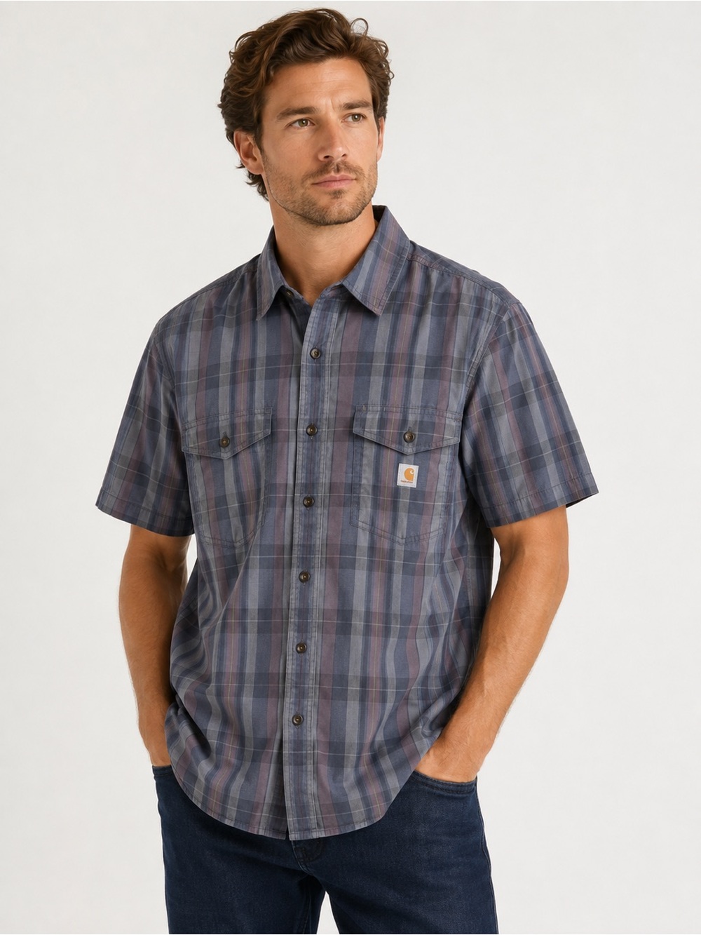 Carhartt Rugged Flex Relaxed Fit Plaid Short Sleeve Shirt – Size S